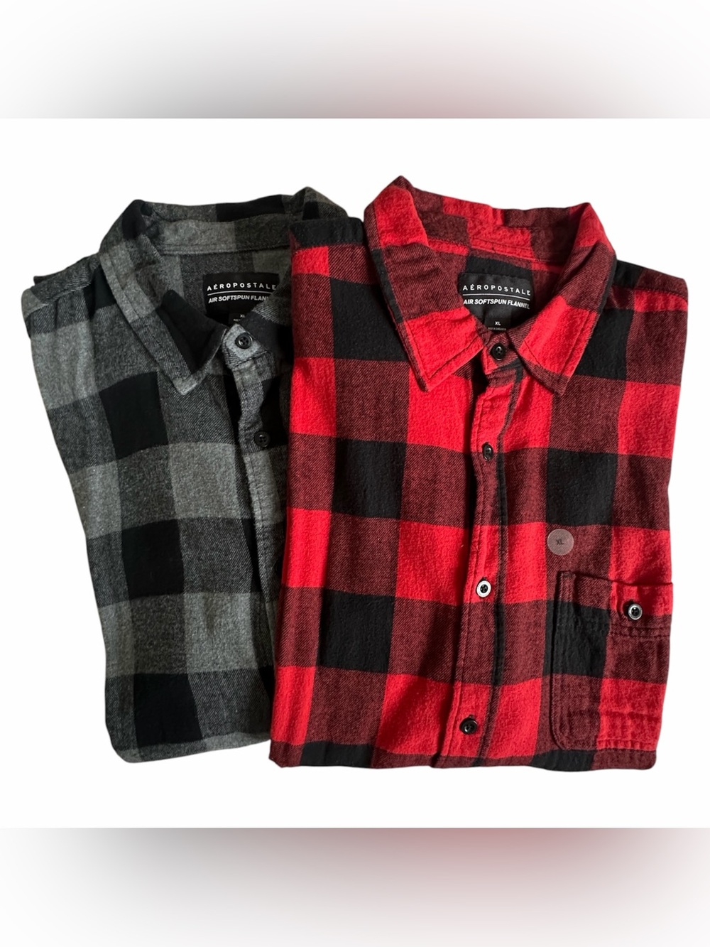 Aéropostale | Buffalo Check Softspun Flannel Shirt Bundle XL Red NWT + Gray NWOT
